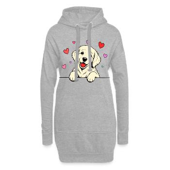 Golden_Retriever_Welpen_Pfote_Herz_beige - Sweat-shirt à capuche long Femme - gris chiné - Devant