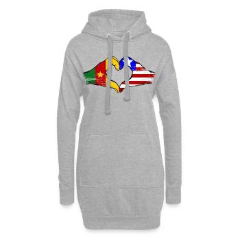 Cœur du drapeau du Cameroun du Liberia utilisé - Sweat-shirt à capuche long Femme - gris chiné - Devant