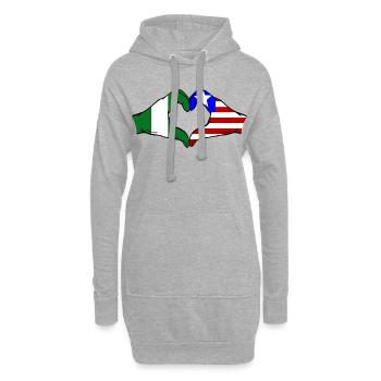 Nigeria_Liberia_Flagge_Haende_Herzform - Hoodie-Kleid - Grau meliert - Vorne