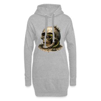 Schädel und Schlange im Sand - Hoodie-Kleid - Grau meliert - Vorne