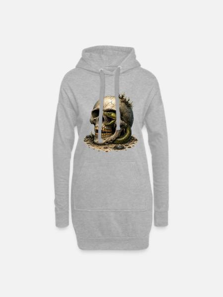 Skull and snake in the sand - Hoodie Dress - heather grey