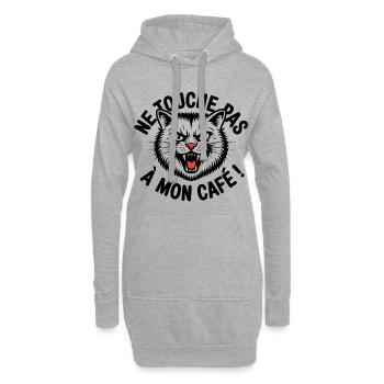 Ne touche pas à mon café ! - Sweat-shirt à capuche long Femme - gris chiné - Devant