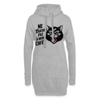 Ne touche pas à mon café ! - Sweat-shirt à capuche long Femme - gris chiné - Devant