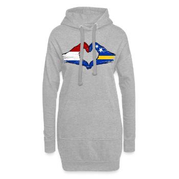 Holland_Curaçao_Flagge_Haende_Herzform_used - Sweat-shirt à capuche long Femme - gris chiné - Devant