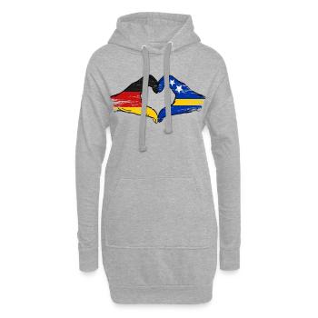 Deutschland_Curaçao_Flagge_Haende_Herzform_used - Hoodie-Kleid - Grau meliert - Vorne