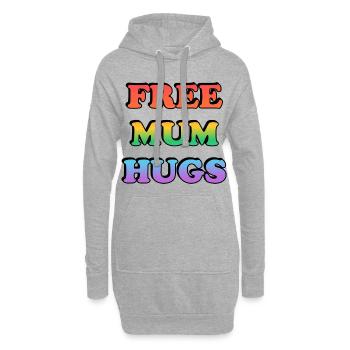 Kostenlose Mama-Umarmungen Regenbogentext LGBT-PRIDE - Hoodie-Kleid - Grau meliert - Vorne