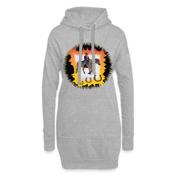 Sonnenfeuer Pferderitt - Hoodie-Kleid - Grau meliert - Vorne