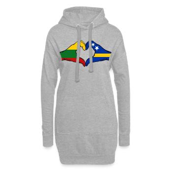 Drapeau de Lituanie Curaçao Mains en forme de cœur - Sweat-shirt à capuche long Femme - gris chiné - Devant