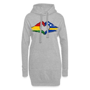 Mains du drapeau de Curaçao en forme de cœur de la Bolivie utilisé - Sweat-shirt à capuche long Femme - gris chiné - Devant