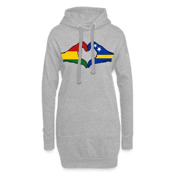 Drapeau de Bolivie Curaçao Mains en forme de cœur - Sweat-shirt à capuche long Femme - gris chiné - Devant