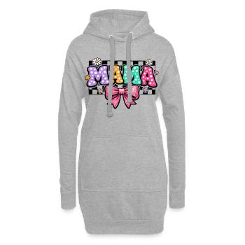 Mama Groovy Polka Dot und rosa Schleife | Mama-Geschenk - Hoodie-Kleid - Grau meliert - Vorne