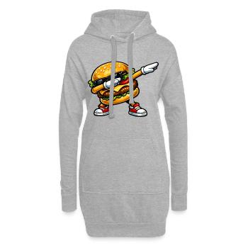 Dabbing Hamburger - Hoodie-Kleid - Grau meliert - Vorne