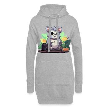 Kuschelpanda DJ im Dschungel - Hoodie-Kleid - Grau meliert - Vorne