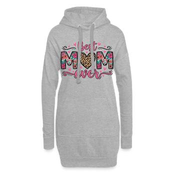 Best Mom Ever Cœur Léopard et Fleurs | Rétro - Sweat-shirt à capuche long Femme - gris chiné - Devant