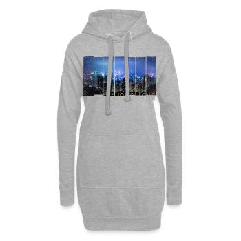 Île de Hong Kong avec souvenir panorama de la ligne de vue - Sweat-shirt à capuche long Femme - gris chiné - Devant