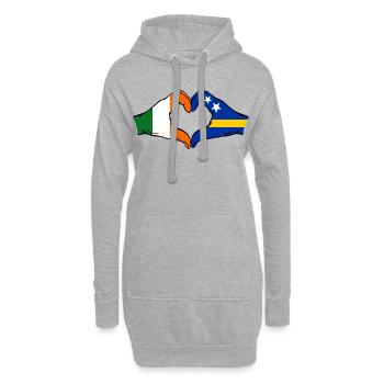 Irland Curacao Flagge Hände Herzform - Hoodie-Kleid - Grau meliert - Vorne