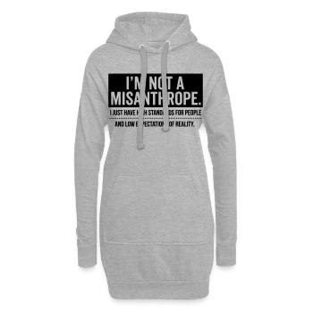 Pas de misanthrope, juste des standards élevés (noir) - Sweat-shirt à capuche long Femme - gris chiné - Devant