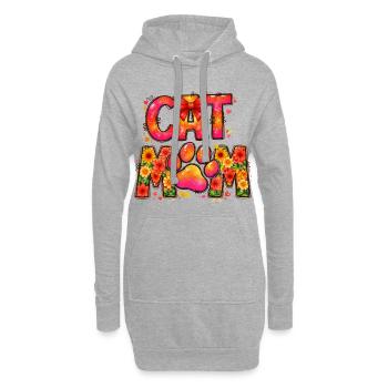 Cat Mom Katzenmama Blumen Pfote Schleife Design - Hoodie-Kleid - Grau meliert - Vorne