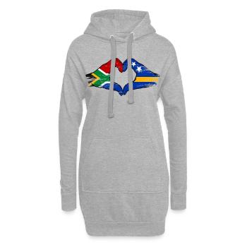 Mains du drapeau de Curaçao d’Afrique du Sud utilisées - Sweat-shirt à capuche long Femme - gris chiné - Devant