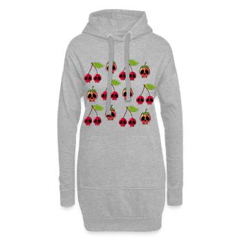 Crânes de fraises et de cerises manga - Sweat-shirt à capuche long Femme - gris chiné - Devant