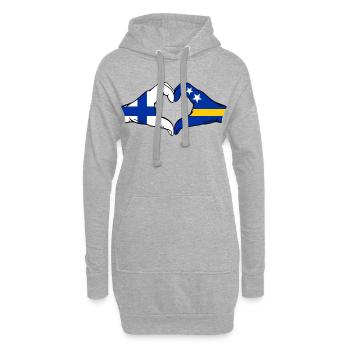 Drapeau de Finlande Curaçao Mains en forme de cœur - Sweat-shirt à capuche long Femme - gris chiné - Devant
