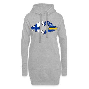 Drapeau de la Finlande de Curaçao Mains en forme de cœur utilisé - Sweat-shirt à capuche long Femme - gris chiné - Devant