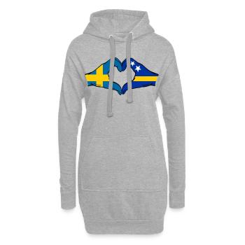 Schweden Curacao Flagge Hände Herzform - Hoodie-Kleid - Grau meliert - Vorne
