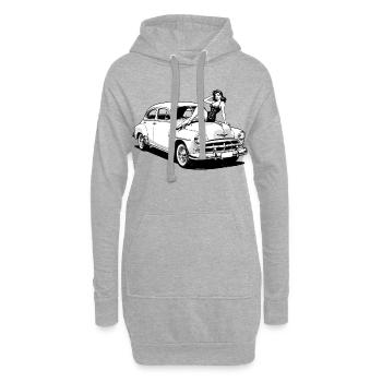 T-shirt classique Pin-Up Car Hot Up de la Hot Flip - Sweat-shirt à capuche long Femme - gris chiné - Devant