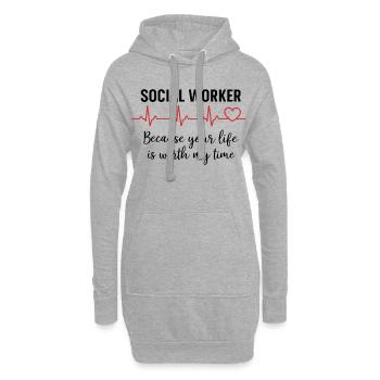 Assistant Social Métier Coeur Battant Cadeau - Sweat-shirt à capuche long Femme - gris chiné - Devant