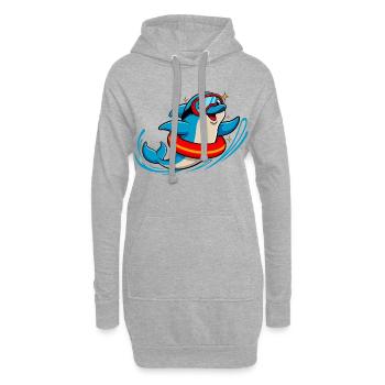 Dauphin drôle avec des lunettes de plongée - Sweat-shirt à capuche long Femme - gris chiné - Devant
