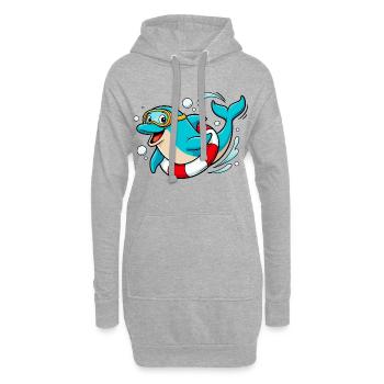 Dauphin drôle avec des lunettes de plongée - Sweat-shirt à capuche long Femme - gris chiné - Devant