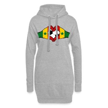 Drapeau du Sénégal Mains en forme de cœur - Sweat-shirt à capuche long Femme - gris chiné - Devant