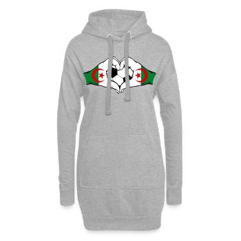 Drapeau d’Algérie Mains en forme de cœur Football - Sweat-shirt à capuche long Femme - gris chiné - Devant