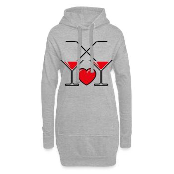 2 Cocktailgläser + Herz (Cocktail / Liebe / 2C) - Hoodie-Kleid - Grau meliert - Vorne