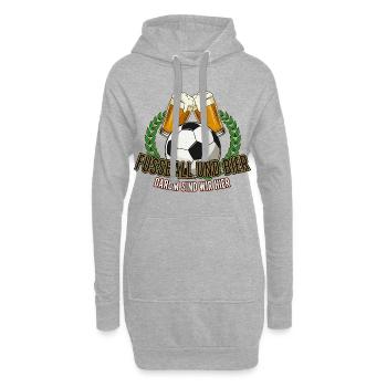 Fussball und Bier, darum sind wir hier - Hoodie-Kleid - Grau meliert - Vorne