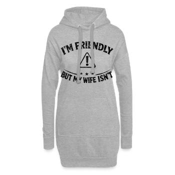 Je suis sympathique mais ma femme n’est pas rétro en disant - Sweat-shirt à capuche long Femme - gris chiné - Devant
