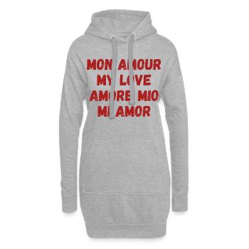 Amour international multilingue. Romantique. - Sweat-shirt à capuche long Femme - gris chiné - Devant