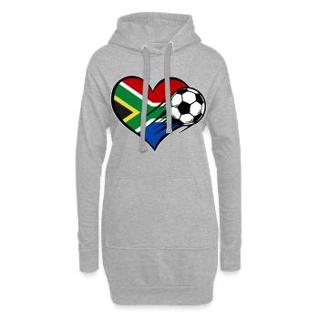 Südafrika Flagge Fußball mit Herz - Hoodie-Kleid - Grau meliert - Vorne