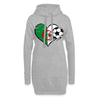Algerien Flagge Fußball mit Herz - Hoodie-Kleid - Grau meliert - Vorne