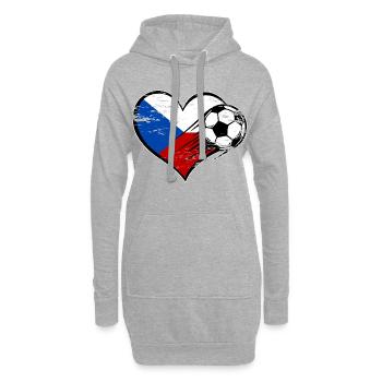 Flag football de la République tchèque avec le cœur utilisé - Sweat-shirt à capuche long Femme - gris chiné - Devant