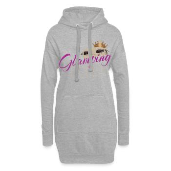 Camping de la Reine du Glamping avec une caravane vintage - Sweat-shirt à capuche long Femme - gris chiné - Devant