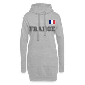 Frankreich Trikot Look - FRANCE mit Fahne Flagge - Hoodie-Kleid - Grau meliert - Vorne