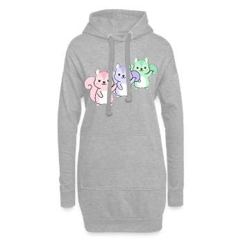 Drei Eichhörnchen Niedlich Waldtiere - Hoodie-Kleid - Grau meliert - Vorne
