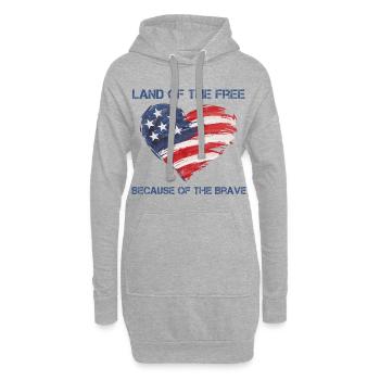 USA Herz - Terre de la liberté grâce aux Braves - Sweat-shirt à capuche long Femme - gris chiné - Devant