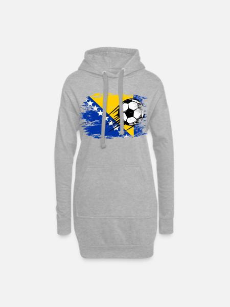 Bosnien Flagge Fußball used - Hoodie-Kleid - Grau meliert