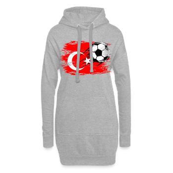 Football drapeau turc utilisé - Sweat-shirt à capuche long Femme - gris chiné - Devant