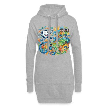 Spectacle de football joyeux du monde entier Équipes - Sweat-shirt à capuche long Femme - gris chiné - Devant