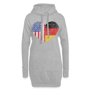 Drapeau du cœur États-Unis-Allemagne - Sweat-shirt à capuche long Femme - gris chiné - Devant