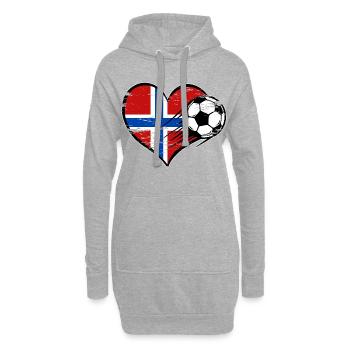 Norway flag football with heart used - Hoodie Dress - heather grey - Front