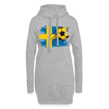 Schwedischer Flaggenfußball im Bewegungslauf - Hoodie-Kleid - Grau meliert - Vorne